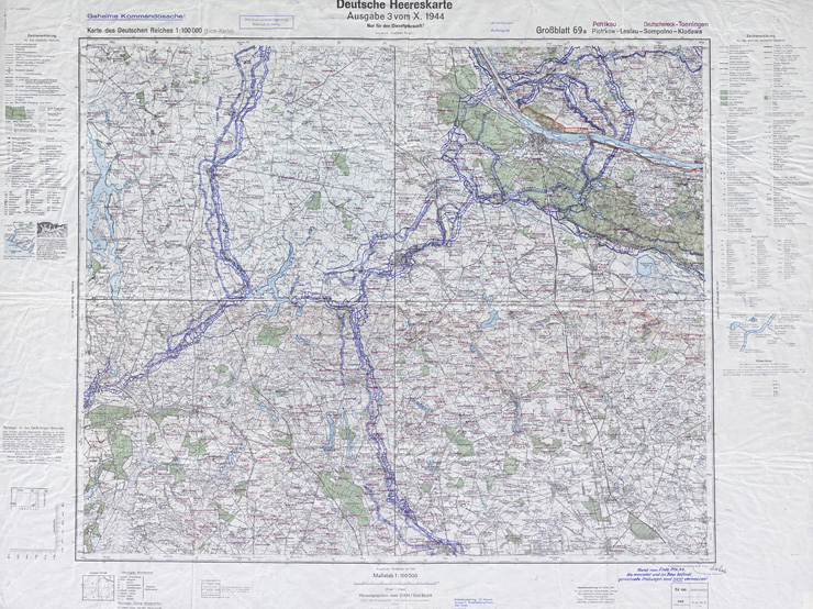 Mapa raportowa umocnień ziemnych na Kujawach 1944